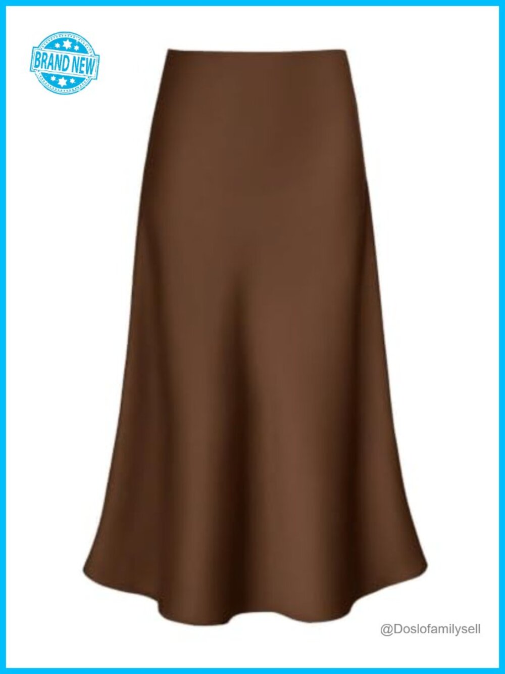 Women's Satin Midi Skirt High Waisted A-Line Flowy Hem